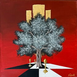 Tree on a red background-Galiotos