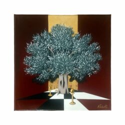 "Δέντρο σε μπορντό-χρυσό φόντο"-Ανδρέας Γαλιώτος