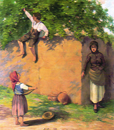 Kids stealing apples