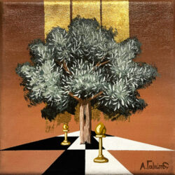 "Tree on a brown-gold background"-Andreas Galiotos