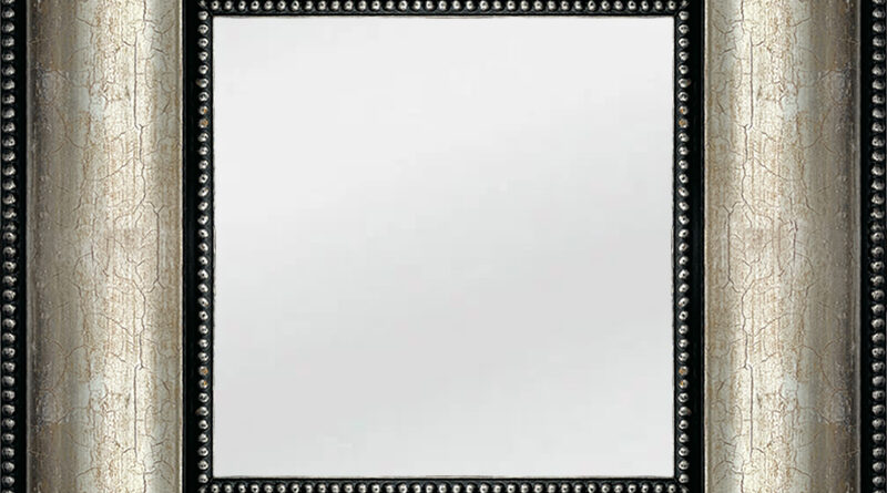 Καθρέφτης Ασημί κρακελέ με καμπαρά