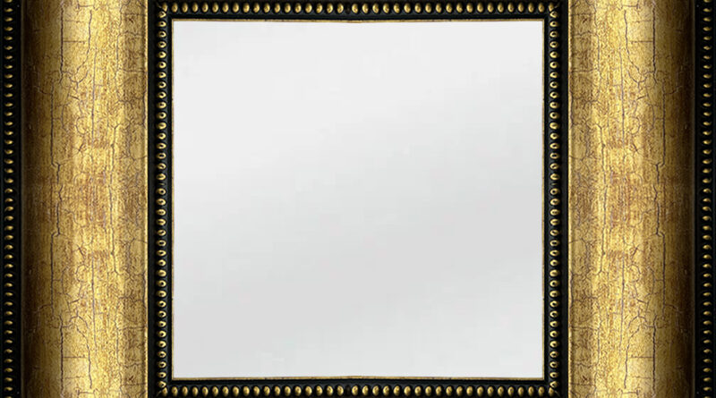 Mirror Gold crackle mirror with decorative nails