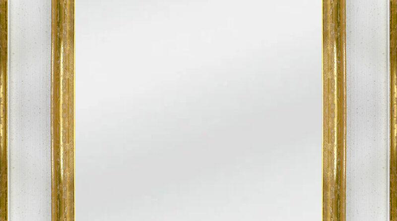 Καθρέφτης Λευκός με Χρυσή ρίγα